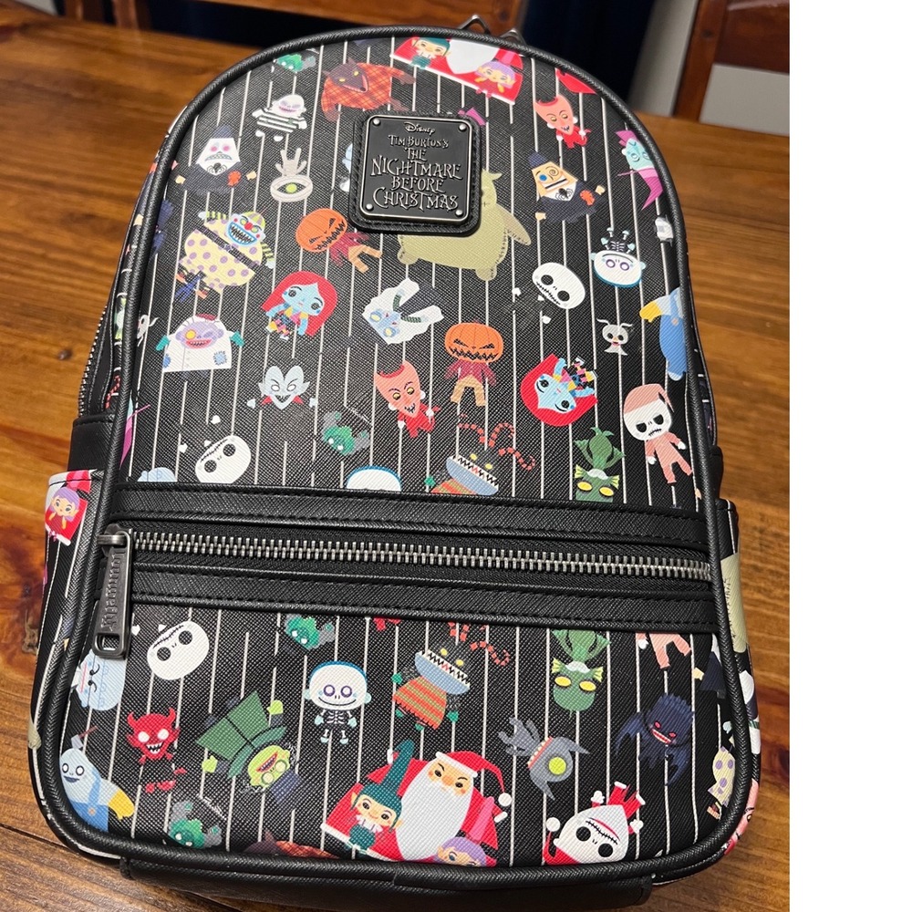 Loungefly Disney Parks Nightmare Before Christmas Chibi AOP Mini Backpack NICE!